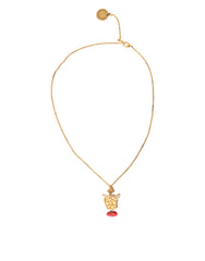 Dolce & Gabbana Goldene Messingkette Hund Herz Anhänger Halskette