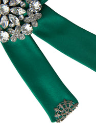 Dolce & Gabbana Grüner Satin Vogel Kristall Damen Haarspange