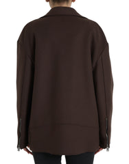 Dolce & Gabbana Brauner Mantel Kurze Biker-Wolljacke