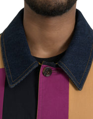 Dolce & Gabbana Mehrfarbige Patchwork-Baumwolljacke mit Kragen