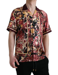 Dolce & Gabbana Mehrfarbiges Button-Down-Seidenhemd