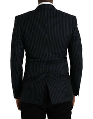 Dolce & Gabbana Schwarz gestreifter SICILIA Zweireihiger Mantelblazer