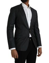 Dolce & Gabbana – Schwarz gestreifter MARTINI-Blazer mit einreihigem Mantel