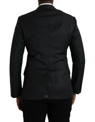 Dolce & Gabbana – Schwarz gestreifter MARTINI-Blazer mit einreihigem Mantel