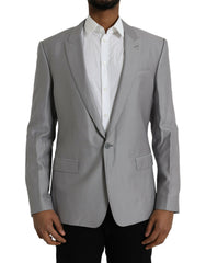 Dolce & Gabbana Grauer einreihiger Wollblazer mit Schirm