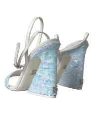 Dolce & Gabbana Light Blue Pailletten-Riemchensandalen Schuhe