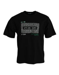 Dolce & Gabbana Schwarzes With Love Always Rundhals-T-Shirt
