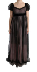 Dolce & Gabbana Schwarzes Seiden-Schlauchkleid in Pink