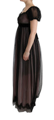 Dolce & Gabbana Schwarzes Seiden-Schlauchkleid in Pink