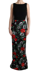 Dolce & Gabbana Etuikleid aus Stretch mit mehrfarbigem Blumenmuster