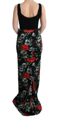 Dolce & Gabbana Etuikleid aus Stretch mit mehrfarbigem Blumenmuster