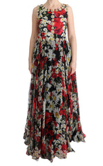 Dolce & Gabbana Maxikleid aus Seide mit Blumenmuster und Kristallen