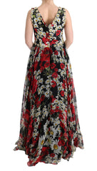 Dolce & Gabbana Maxikleid aus Seide mit Blumenmuster und Kristallen