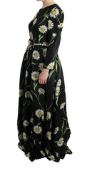 Dolce & Gabbana Maxikleid aus Seide mit mehrfarbigem Sonnenblumenprint