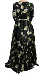 Dolce & Gabbana Maxikleid aus Seide mit mehrfarbigem Sonnenblumenprint