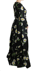 Dolce & Gabbana Maxikleid aus Seide mit mehrfarbigem Sonnenblumenprint