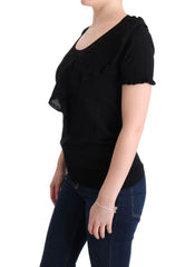 MARGHI LO' Schwarzes Oberteil aus 100 % Wolle Bluse T-Shirt