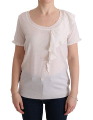 MARGHI LO' Weißes Oberteil aus 100 % Wolle Bluse T-Shirt