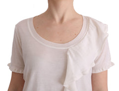 MARGHI LO' Weißes Oberteil aus 100 % Wolle Bluse T-Shirt
