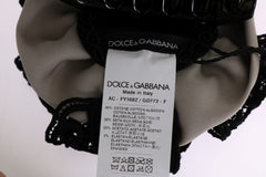 Dolce & Gabbana Graue Seiden-Haarklammer mit schwarzer Spitze