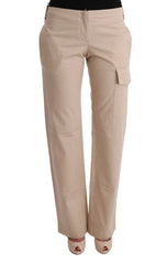 Ermanno Scervino Beige Hose aus Baumwoll-Wolle mit normaler Passform