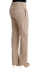 Ermanno Scervino Beige Hose aus Baumwoll-Wolle mit normaler Passform