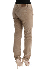 Ermanno Scervino Hose aus beigefarbenem Baumwollsamt im Regular Fit