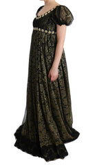 Dolce & Gabbana Black Yellow Crystal Lace Shift Dress
