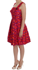 Dolce & Gabbana Pinkes gemustertes A-Linien-Kleid oberhalb der Knie