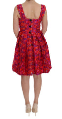 Dolce & Gabbana Pinkes gemustertes A-Linien-Kleid oberhalb der Knie