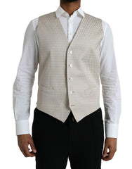 Dolce & Gabbana Off White Baumwoll-Westenkleid Formelle Weste