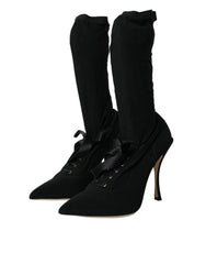 Dolce & Gabbana Schwarze Stiletto-Absätze, wadenlange Stiefel