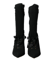Dolce & Gabbana Schwarze Stiletto-Absätze, wadenlange Stiefel