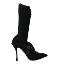 Dolce & Gabbana Schwarze Stiletto-Absätze, wadenlange Stiefel