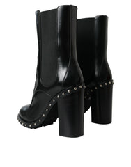 Dolce & Gabbana – Schwarze Schnürstiefel aus Leder mit Nieten