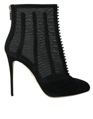 Dolce & Gabbana Schwarze Mesh-Stiletto-Absätze Stiefeletten Schuhe