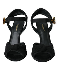 Dolce & Gabbana Schwarze Wildleder-Sandaletten mit Verzierungen