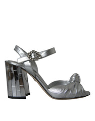 Dolce & Gabbana Silberne Lammnappa-Leder-Absatzsandalen Schuhe