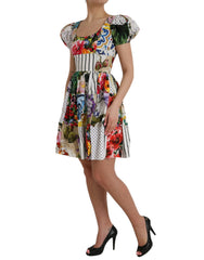 Dolce & Gabbana Mehrfarbiges Patchwork-Minikleid aus Baumwolle im A-Linien-Stil
