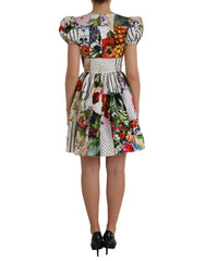 Dolce & Gabbana Mehrfarbiges Patchwork-Minikleid aus Baumwolle im A-Linien-Stil