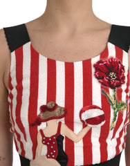 Dolce & Gabbana – Ärmelloses Etui-Midikleid mit Blumenmuster in Rot und Weiß