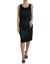Dolce & Gabbana Zwarte Polyester Kanten Sheath Midi-jurk
