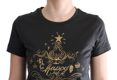 Dolce & Gabbana Graues Baumwoll T-Shirt mit Motiv von 2017