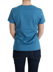 Dolce & Gabbana Blaues Baumwoll-T-Shirt mit Motiv 2017
