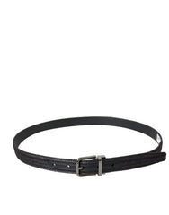 Dolce & Gabbana Schwarzer Jacquard-Gürtel mit Streifen und silberner Metallschnalle