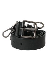 Dolce & Gabbana Gürtel aus schwarzem Kalbsleder mit silberner Metallschnalle
