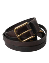 Dolce & Gabbana Damen Gürtel aus dunkelbraunem Leder mit goldfarbener Metallschnalle