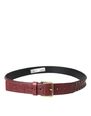 Dolce & Gabbana Brauner Alligatorleder-Gürtel mit Nieten und Metallschnalle