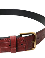 Dolce & Gabbana Brauner Alligatorleder-Gürtel mit Nieten und Metallschnalle