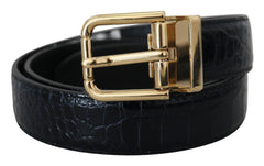 Dolce & Gabbana Gürtel aus schwarzem Exotenleder mit goldener Metallschnalle